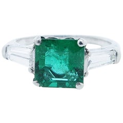 Classic Emerald Diamond Platinum Ring
