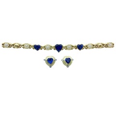 Tanzanite Diamond Gold Bracelet and Earrings 12