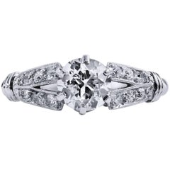 0.68 Carat Old European Cut Diamond Engagement Ring