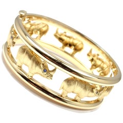 Roberto Coin Sapphire Rhinoceros Yellow Gold Bangle Bracelet 11