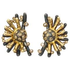 Marilyn Cooperman Double Fan Champagne Diamond Earclips 5