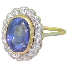 Art Deco 8.51 Carat Natural Ceylon Sapphire and Diamond Ring
