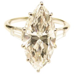 D Color 4.19 Carat Certified Marquise Diamond Platinum Gold Engagement Ring 2