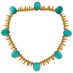 Vintage Buccellati Turquoise Two-Tone Gold Necklace 1