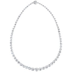 Old European Cut Diamond Vintage Necklace in Platinum 25.79 Carats