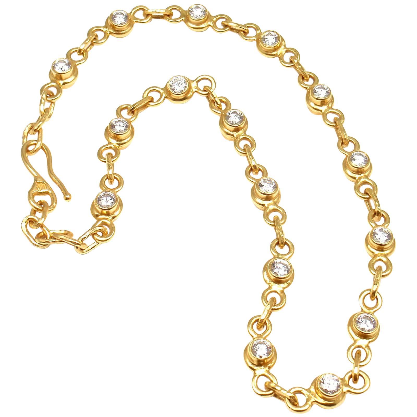 Jean Mahie Diamond Yellow Sapphire Reversible Link Necklace
