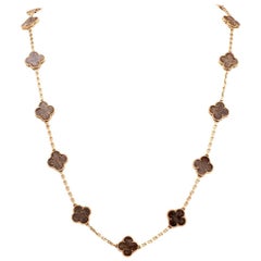 Vintage Van Cleef & Arpels collier Alhambra Clove Brown Stone Gold VCA