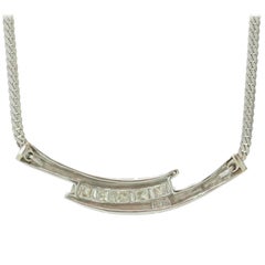 Retro Diamond White Gold Snake Chain Pendant Necklace