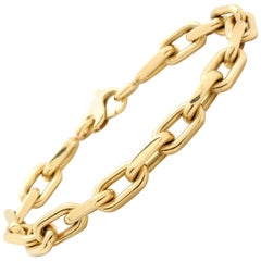 Yellow Gold Flat Link Chain Bracelet