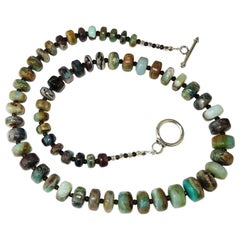 Green and Brown Graduated Rondels of Peruvian Opal Necklace 4
