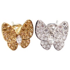 Van Cleef & Arpels Two Butterfly Diamond Yellow Sapphire Gold Earrings