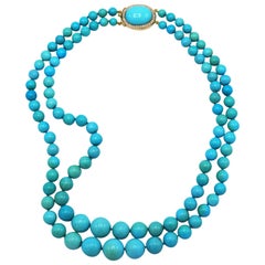 1970s Natural Turquoise Beaded Necklace