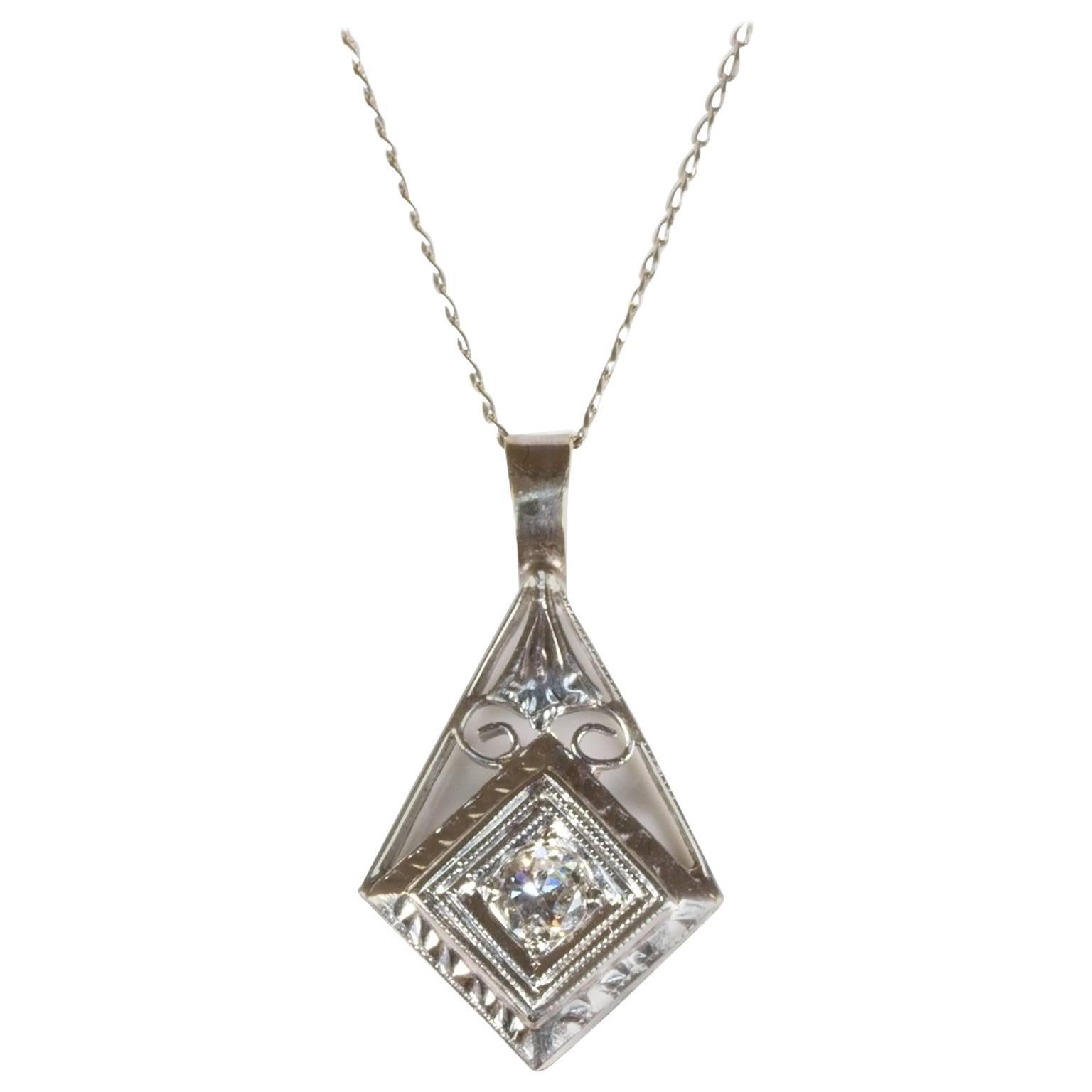 Art Deco Diamond Pendant For Sale