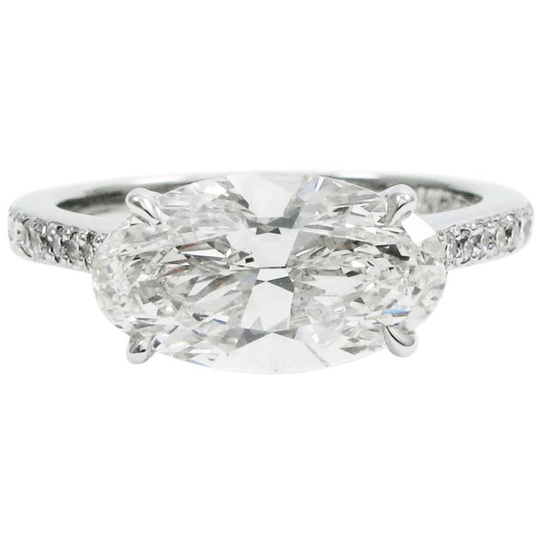 GIA Certified 2 48 Oval East West  Diamond Pave Engagement  