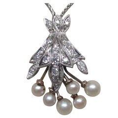 Retro Daimond Pearl Gold Necklace Vintage Daimond Pearl Gold Necklace