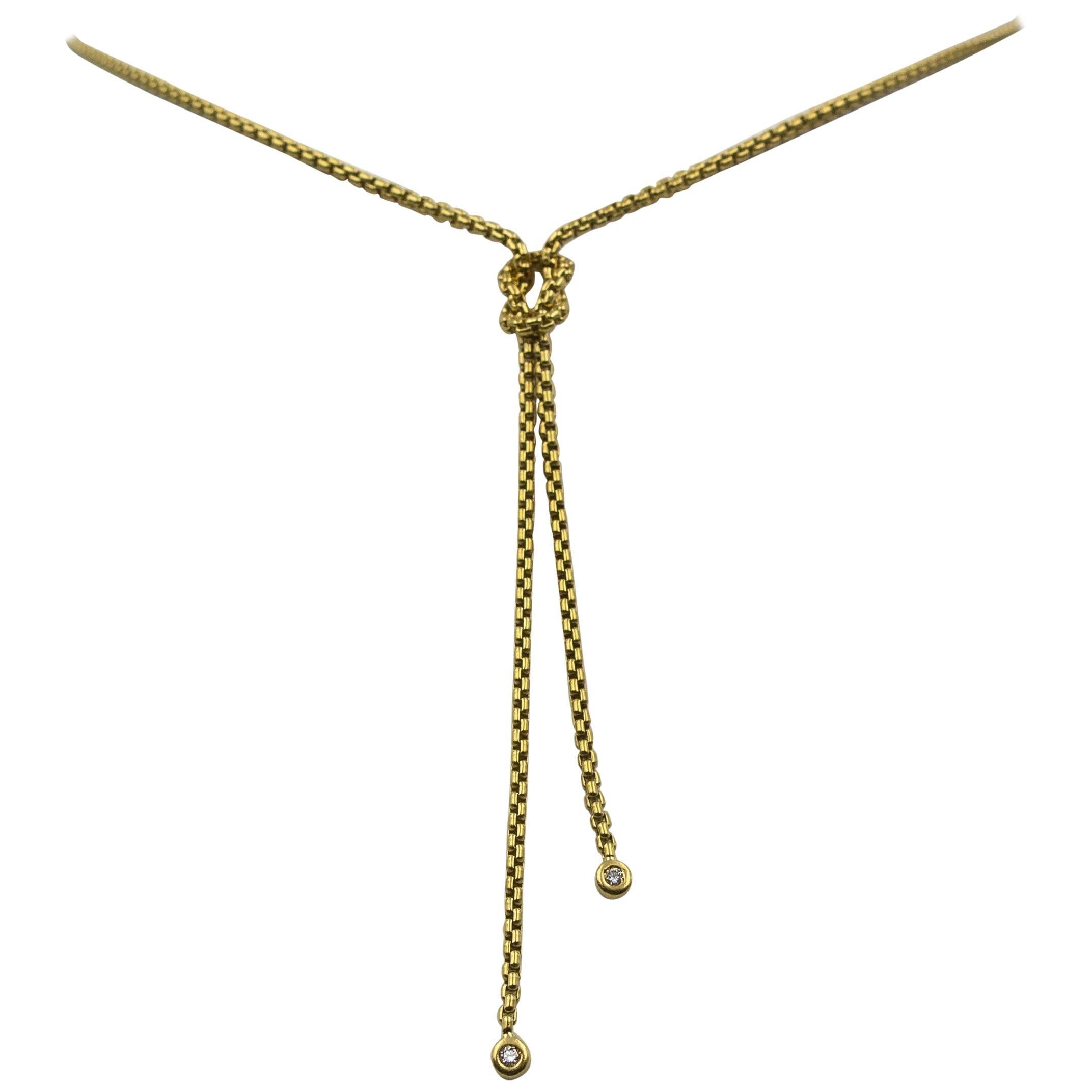 David Yurman Gold Diamond Lariat Knot Necklace