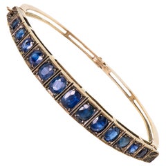 Antique Victorian Sapphire and Silver Hinged Bangle