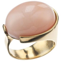 Cellini Pink Coral Ring in 18 Karat Yellow Gold