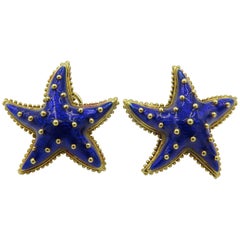 Hidalgo Enamel and Gold Starfish Earrings