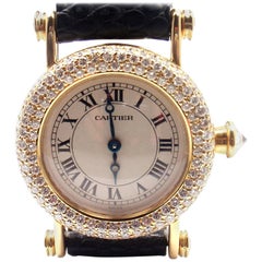 Cartier Ladies Yellow Gold Diamond Diabolo Quartz Wristwatch