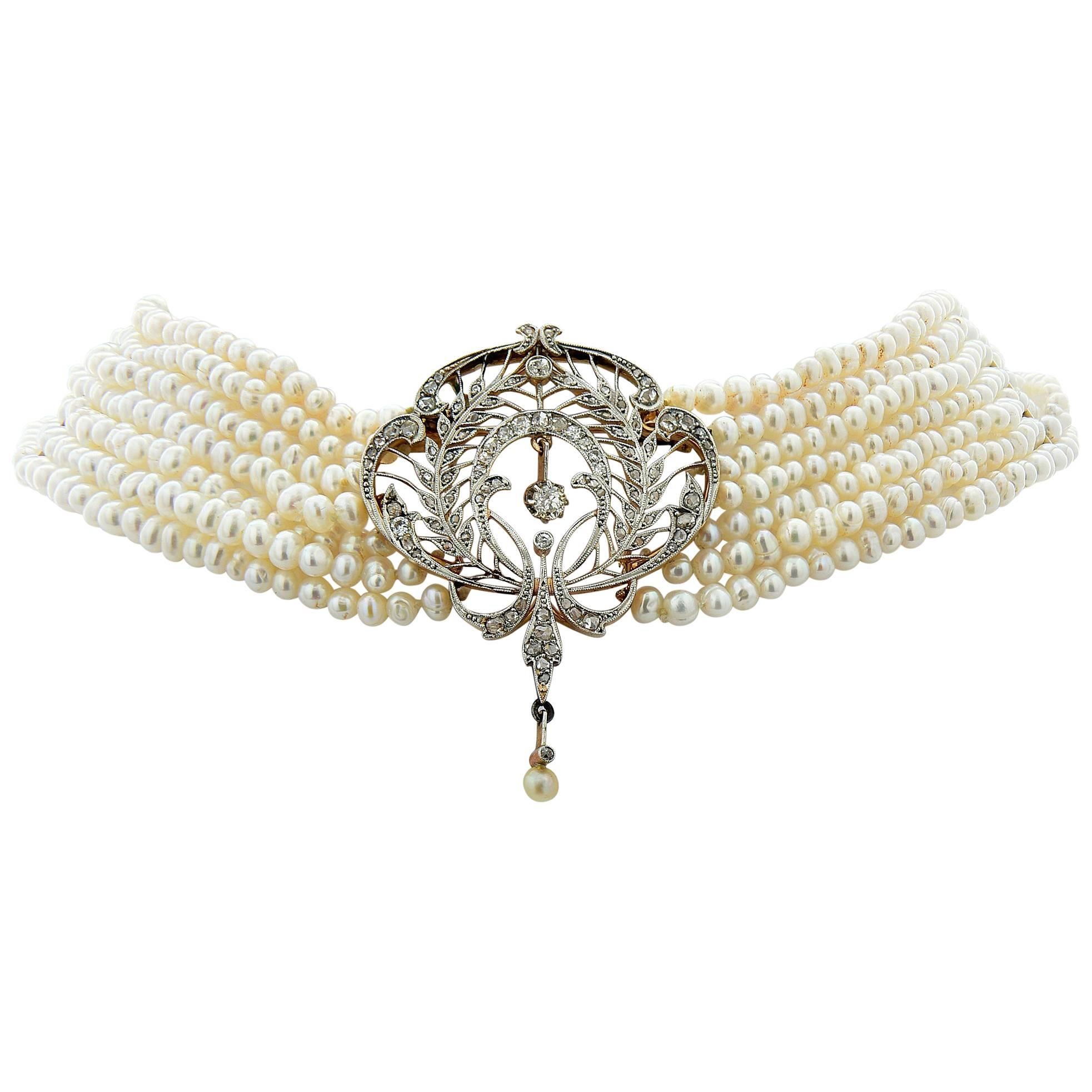 Victorian Brooch and Pearl Necklace