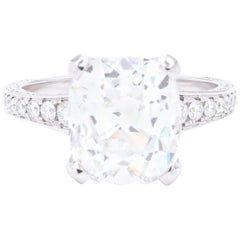 Spectacular 5 Carat Old Cushion Diamond Ring in Platinum 8