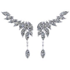 2.75 Carat Marquise Diamonds 18 Karat White Gold Wing Dangling Earrings