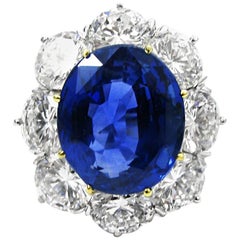 GIA Certified 7.28 Carat Unheated Burmese Sapphire Diamond Ring