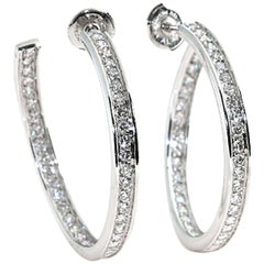 Cartier 18 Karat White Gold Diamond Hoops, Double Sided 1