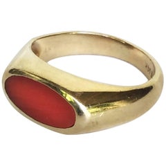 Coral Gold Pinky Ring