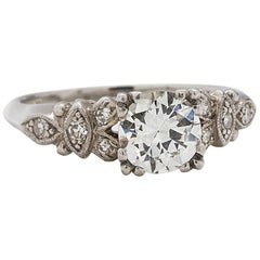 Vintage Engagement Ring Platinum 0.94 Carat Old European Cut G-VS1, circa 1930s