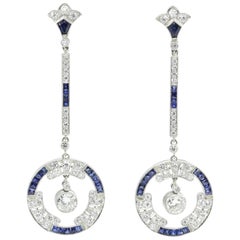 Edwardian Platinum Sapphire and Diamond Earrings, circa 1910 1