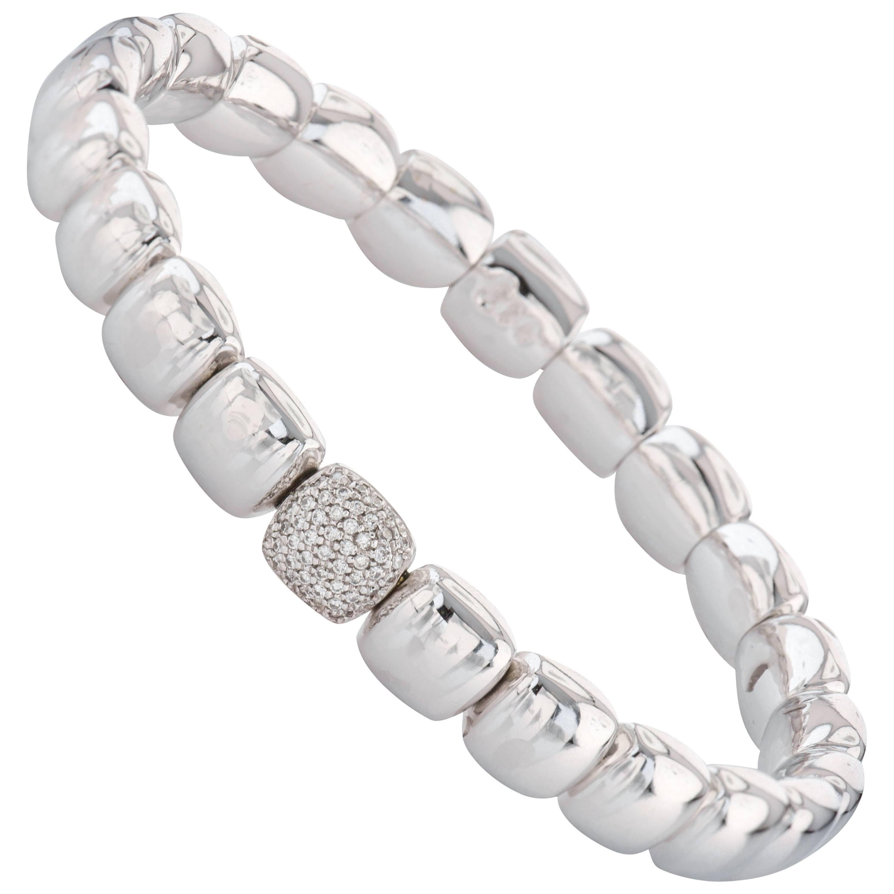 18 Karat White Gold and Diamond Stretch Bracelet