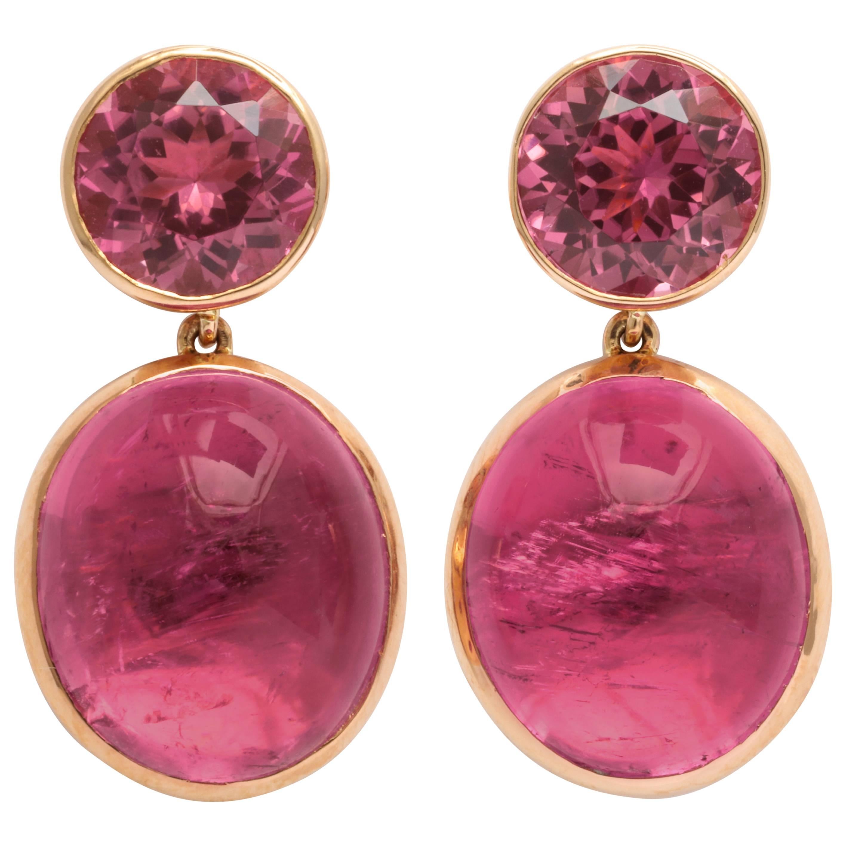 Donna Vock Rose Gold, Pink Tourmaline and Rubelite Earrings
