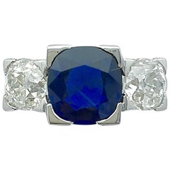 1920s Art Deco Sapphire Diamond Platinum Ring