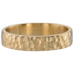 Handcrafted %mm Charles Hammered Band in 18K Gold by Single Stone