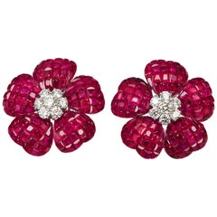 Heart Petal Ruby Invisible Earrings 9