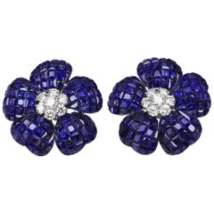 Heart Petal Sapphire Invisible Earrings