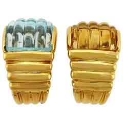 Multi-Gemstone, Blue Topaz and Citrine 18 Karat Yellow Gold Clip-On Earrings 3