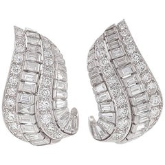 1950's Ruser Diamond Platinum Earrings 8