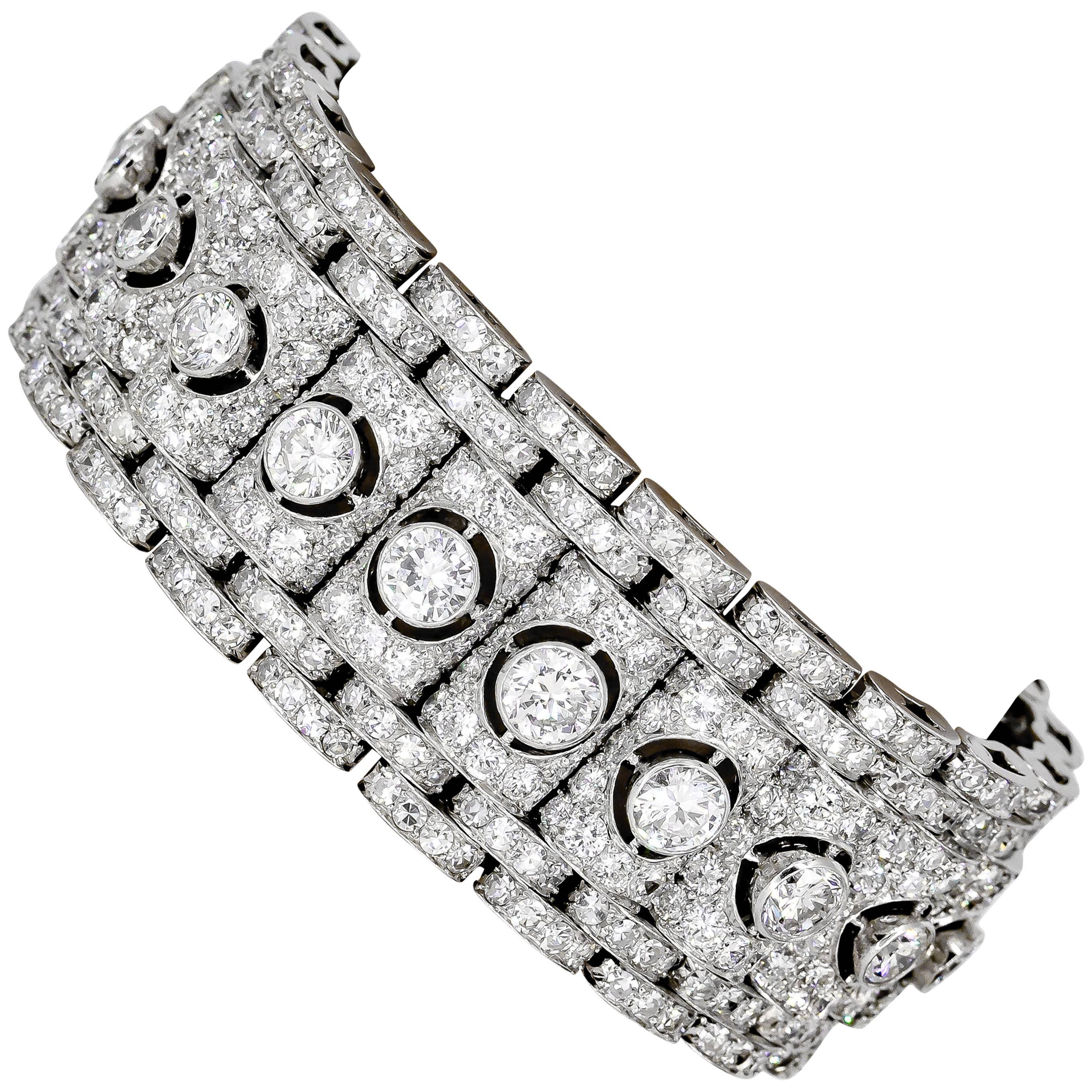 Art Deco Diamond and Platinum Buckle Bracelet