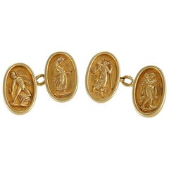 Antique Gold Greek Gods and Goddess Cufflinks