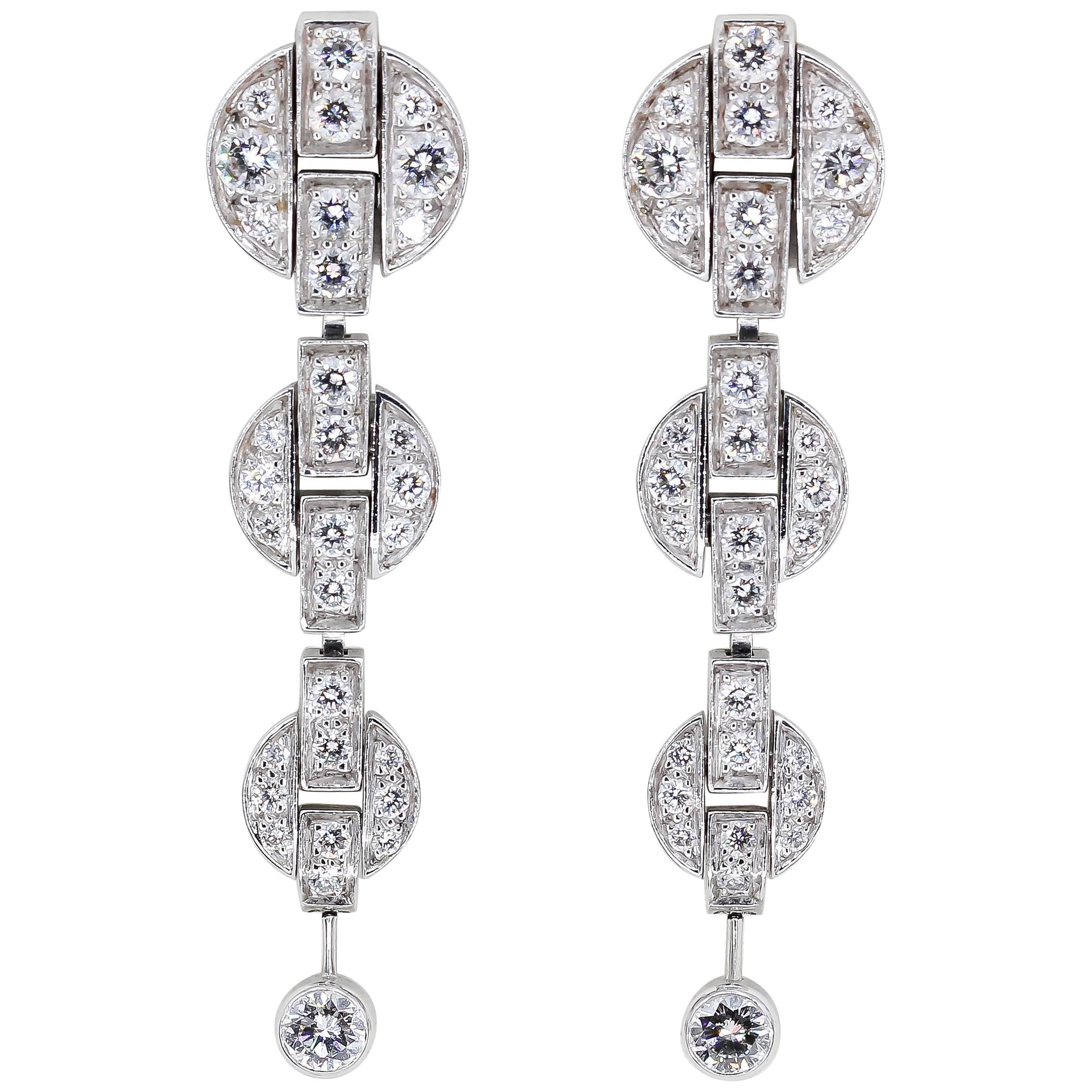 Cartier Himalia Diamond White Gold Drop Earrings