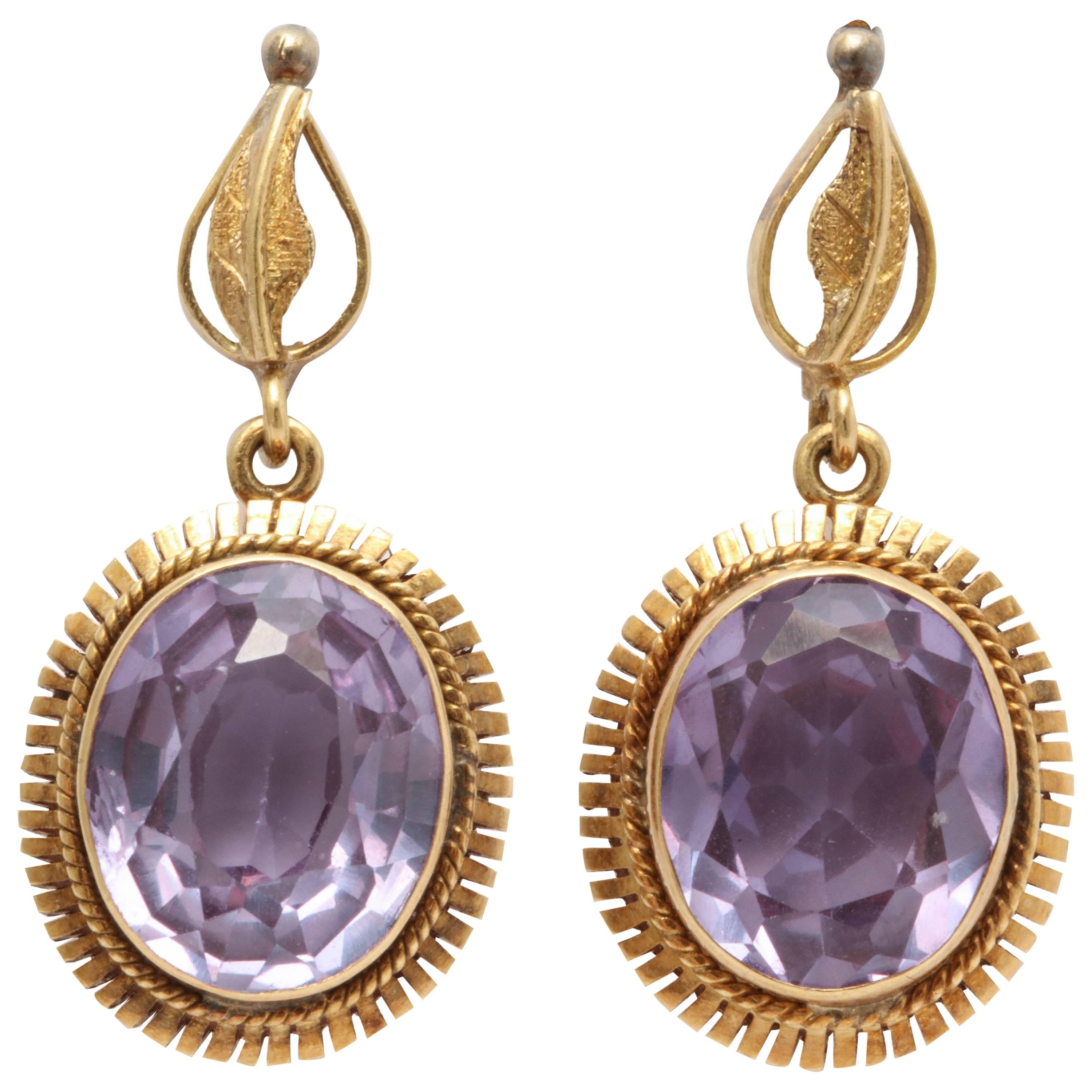 18 Karat Purple Sapphire Earrings For Sale