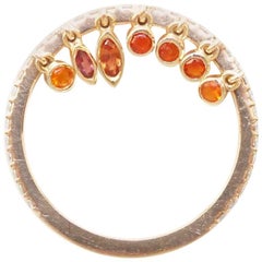 Sharon Khazzam 18K RG White Diamond, Fire Opal and Orange Sapphire Shimmee® Ring