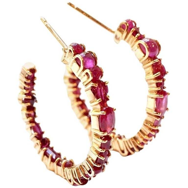 Sharon Khazzam Ruby Baby Hoop Earrings For Sale at 1stDibs baby ruby earrings