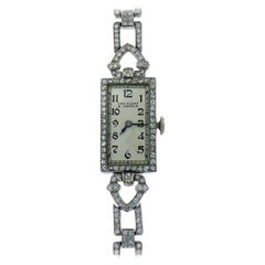 Van Cleef & Arpels Platinum Diamond Watch Bracelet Art Deco Ladies