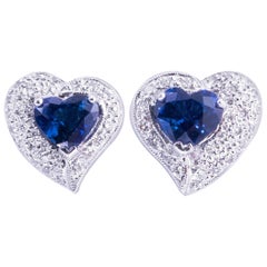 Stunning Blue Sapphire and Diamond Earrings