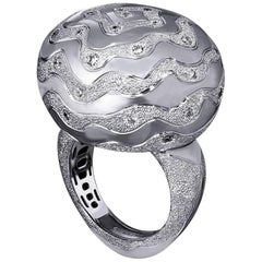Diamond White Gold Textured Ring One of a Kind