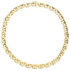 Vintage 18 Karat Yellow Gold Fancy Link Chain Necklace 7